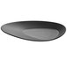 A black Rosseto melamine triangle platter with curved edges.