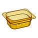 A yellow Cambro H-Pan 1/8 size plastic food pan.