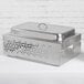 A silver rectangular Rosseto stainless steel chafer alternative warmer base with a lid.