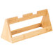 A Rosseto natural bamboo tray riser with three shelves.