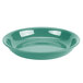 A Diamond Mardi Gras rainforest green melamine bowl with a white background.