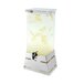A Rosseto stainless steel pyramid riser on a counter with a water dispenser inside containing lemon slices.