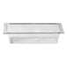 A clear acrylic ice tub with a metal bar handle.