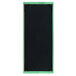 A black rectangular wood menu board with a green border.