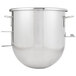 A Hobart stainless steel mixing bowl with a handle.