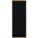 A weathered walnut wood menu board with top and bottom black strips.