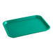 A rectangular teal plastic fast food tray.