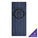 A blue wood rectangular Menu Solutions menu board with a logo on it.