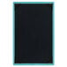 A black board with a blue border and black corners.