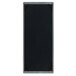 A black rectangular wood menu board with silver corners.
