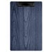 A Menu Solutions denim wood clipboard with a blue wood finish.