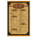 A Menu Solutions Country Oak wood menu board with picture corners.