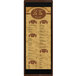 A walnut wood menu board with top and bottom strips.