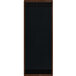 A rectangular black board with a wooden frame.