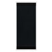 A white rectangular wood menu board with black top and bottom strips.