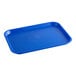 A blue rectangular plastic fast food tray.