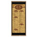 A brown weathered walnut wood menu board with top and bottom black strips.