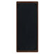 A rectangular brown wooden menu board with black corners on a table.