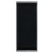 A black rectangular wood menu board with silver top and bottom strips.