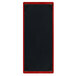 A black wood menu board with a red border.