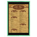 A Menu Solutions wood menu board with top and bottom strips on a white background.