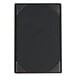 A black rectangular wood menu board with white picture corners.