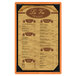 A Menu Solutions wood menu board with a brown frame.
