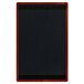 A mahogany wooden menu board with top and bottom black wooden strips.
