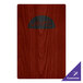A mahogany wood menu board with white text.