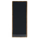 A rectangular brown wooden menu board with top and bottom wooden strips.