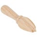 A close-up of a Franmara beechwood citrus reamer.