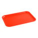 A rectangular orange plastic fast food tray.