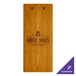 A Menu Solutions oak wood clip board with text on it.