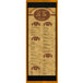 A Menu Solutions country oak wood menu board with brown text on a white background.