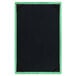 A black board with green corners.