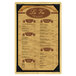 A natural wood Menu Solutions menu board with picture corners.