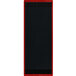 A rectangular black board with red trim.