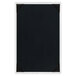 A white rectangular wood menu board with white picture corners.