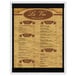 A Menu Solutions white wash wood menu board with top and bottom black strips.