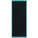 A rectangular black board with blue trim.