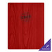 A red wood Menu Solutions menu board with a logo on it.