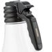 A black polypropylene dispenser tag with an orange print and a black handle.