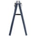 A denim wood Menu Solutions table tent with a clip.