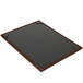 A black board with a walnut wood edge and picture corners.
