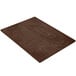 A brown rectangular wooden menu board with a grainy surface.