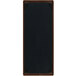 A rectangular black walnut menu board with black picture corners.