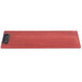 A red rectangular wood menu clip board with a black clip.