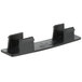 A black Tablecraft polypropylene dispenser tag holder with orange Italian print.