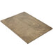 A weathered walnut wood menu board with picture corners on a table.