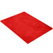 A red rectangular wood menu board with picture corners.